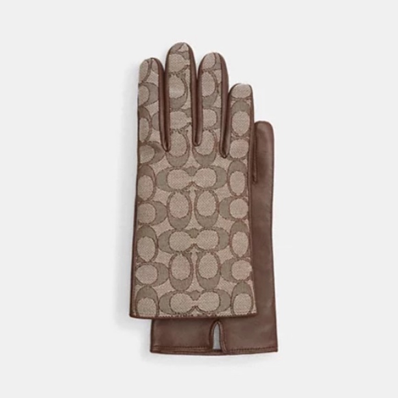 Signature Jacquard And Leather Tech Gloves - Picture 1 of 1